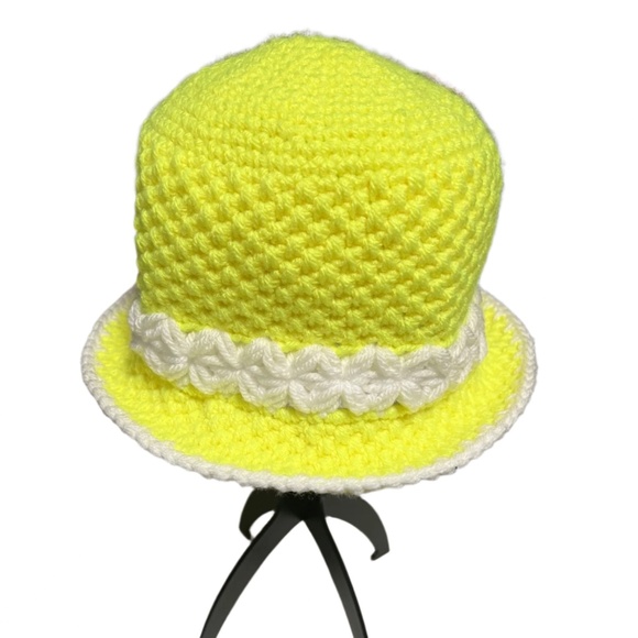 ThreadsByHannah Handmade Crochet Bucket Hat Yellow - Picture 1 of 6